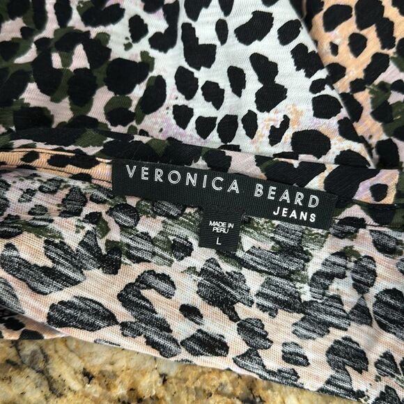 Veronica Beard Cotton Multicolored Leopard Print Top Blouse Size L - Picture 4 of 8